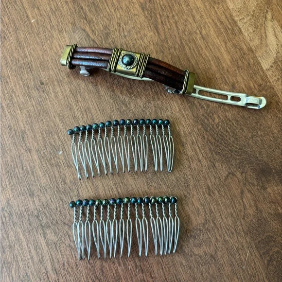 3 for $20 Vintage Style Hair Comb Set with matching barette - Picture 1 of 7